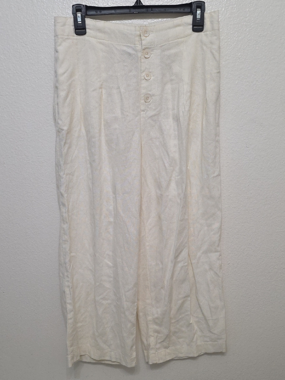 Sincerely Jules Cream Wide-Leg Button-Front Chinos